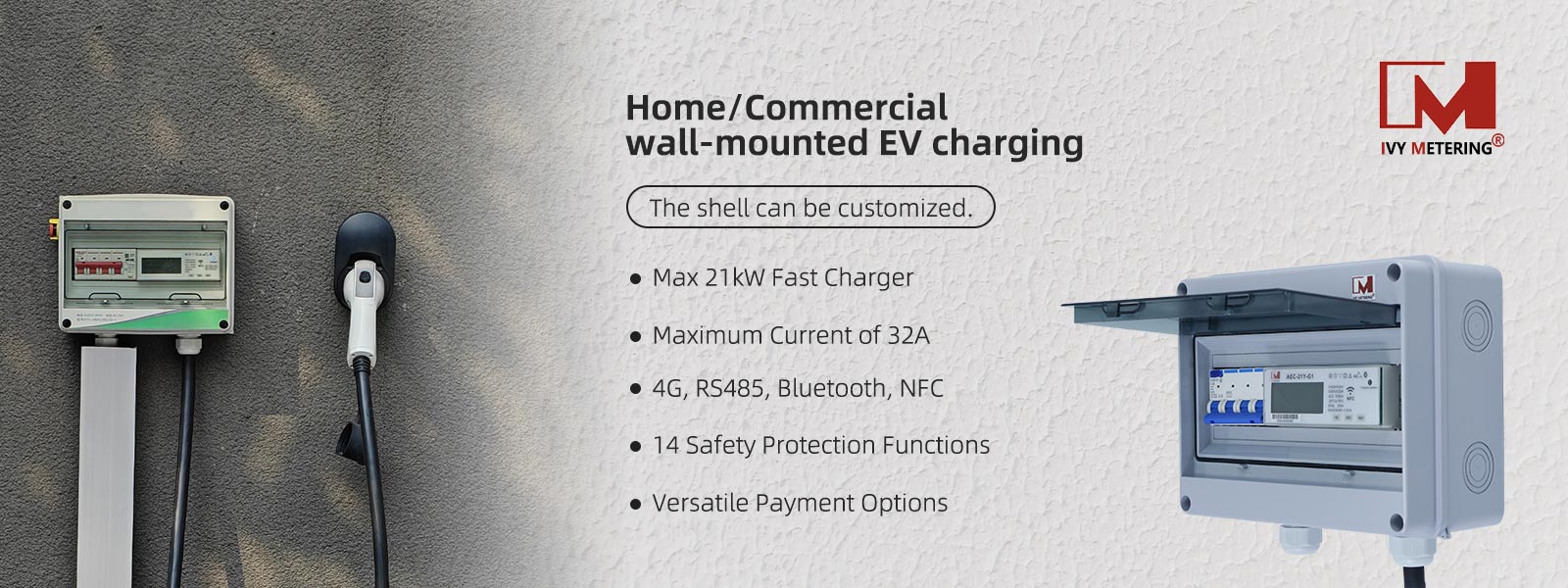 16/32A Home/Commercial Wall-mounted AC EV Charger