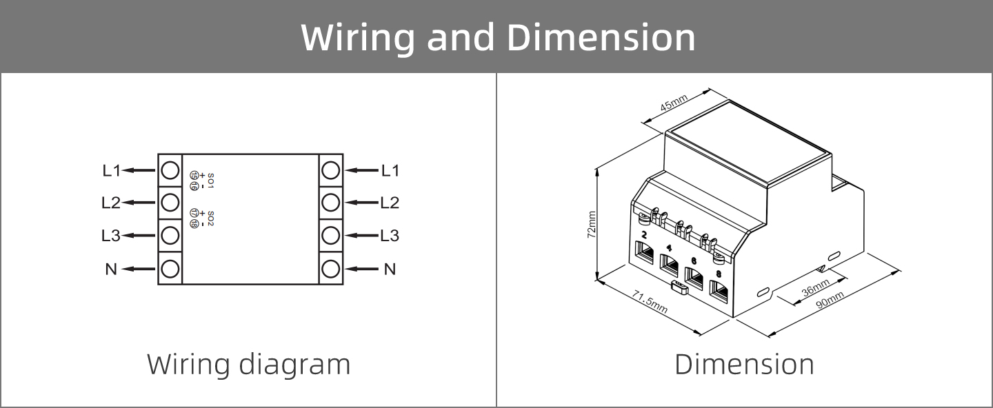Three Phase 100A Bidirectional Energy Meter