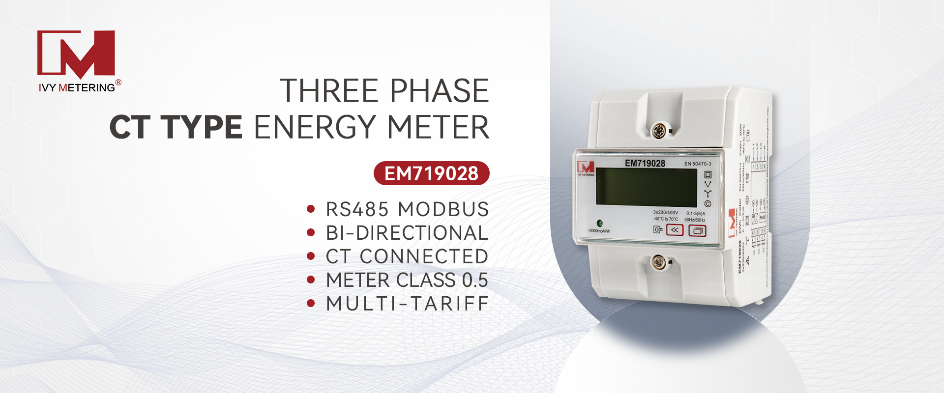 MID Approved Three Phase RS485 Modbus CT Type Energy Meter
