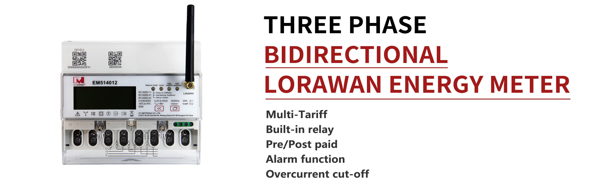 3 Phase LoRAWAN Current Meter | OEM Multi-Tariff Prepaid Bidirectional for Intelligent Remote Power Metering