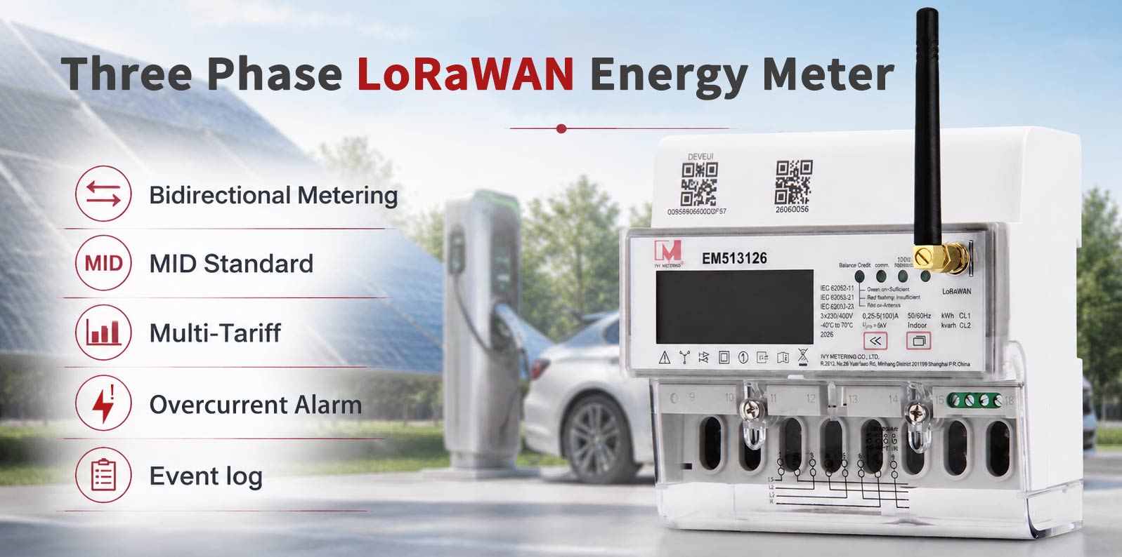 3Phase LoRaWAN Smart Energy Meter for Long Distance Data Transmission