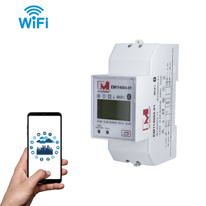 60A WIFI Smart Prepaid energy meter with Modbus TCP transport protocols